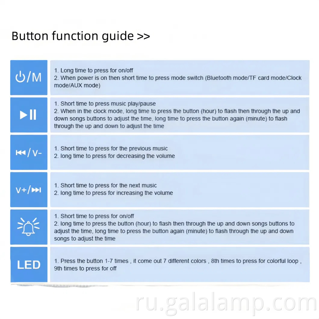 Красочный светодиодный ночной свет с динамиком Bluetooth и будильником